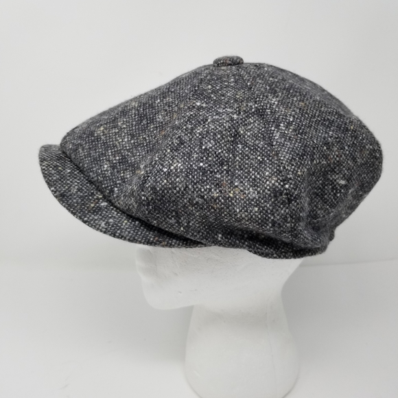 Moon Mens Wool Tweed Newsboy Flat Cap 8 Panel Button Gray Size Large 59cm - Picture 9 of 12